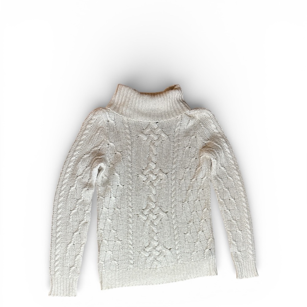 Ralph Lauren Cream Cable Knit Turtleneck Sweater